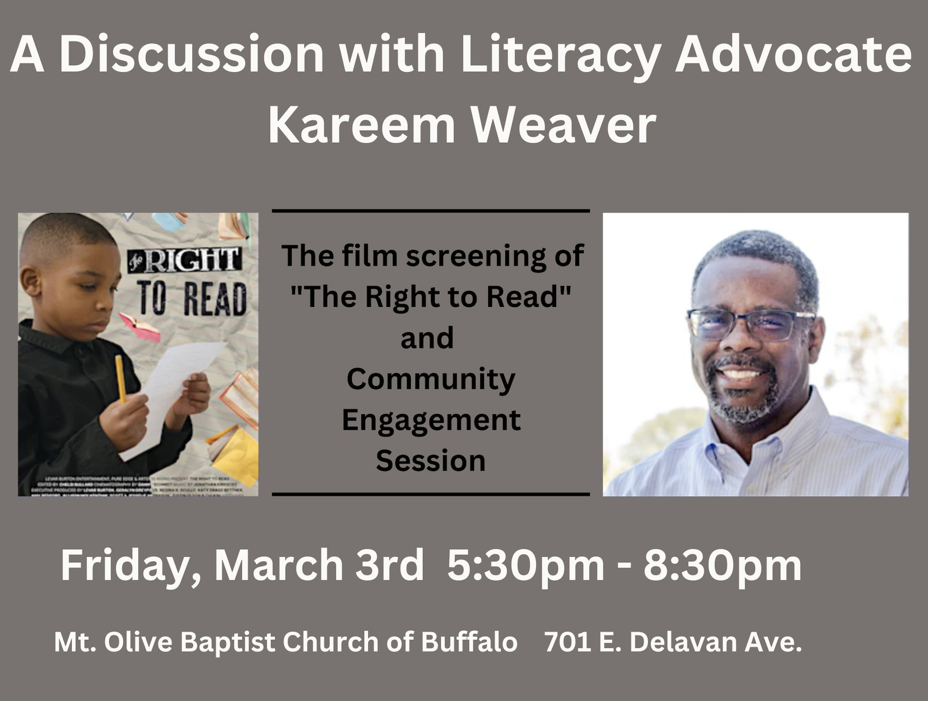 Kareem Weaver & "The Right to Read": Buffalo Screening & Community Engagement Image